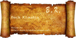 Beck Klaudia névjegykártya